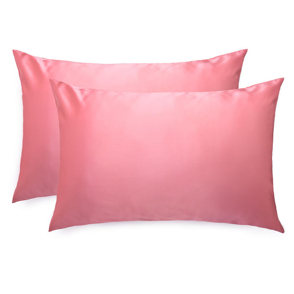 Set of two watermelon mulberry silk pillowcases.